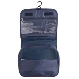 Velcro Hanging Toiletry Bag Dark Blue Open